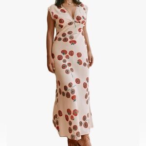 Tomato Print Cream Maxi Dress